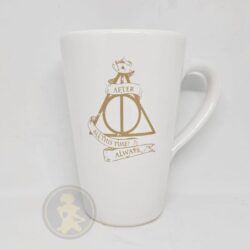 Taza alta blanca con dorado - Harry Potter: Reliquias de la muerte