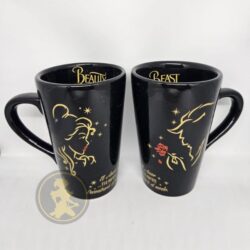 Set de tazas altas negras - La bella y la bestia