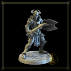Figura de resina Warrior - Con espada y escudo